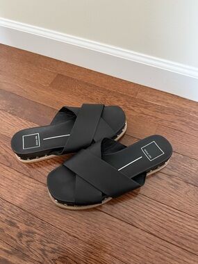 Dolce Vita Black Crisscross Slide Sandals